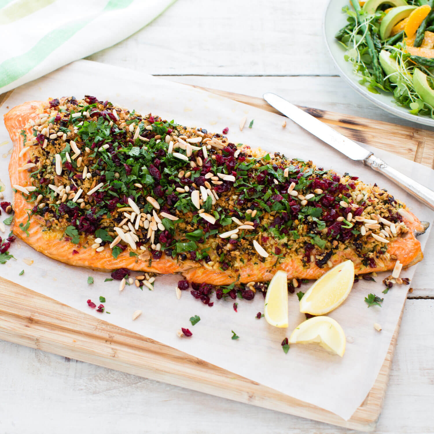 Salmon with cranberry, parsley