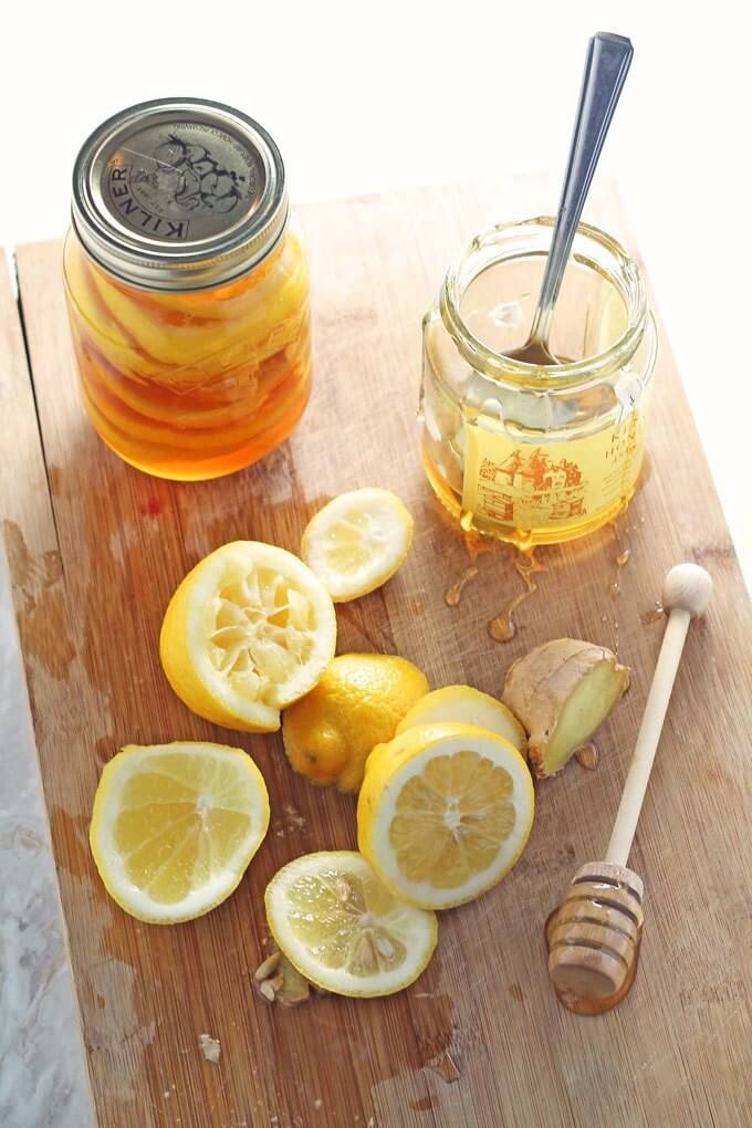 lemon, water honey